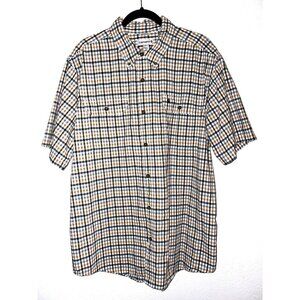 Carhartt Men's Relaxed Fit Plaid Button-Down Shirt 100% Cotton Short Sleeve Size